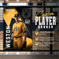 Load image into Gallery viewer, Custom Baseball Player Vinyl Banner (BAN-BBALL1005-ELITE EDGE)