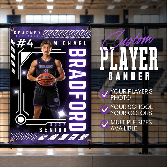 Custom Basketball Player Vinyl Banner (BAN-BSKTB1001-ELECTRIC VARSITY)