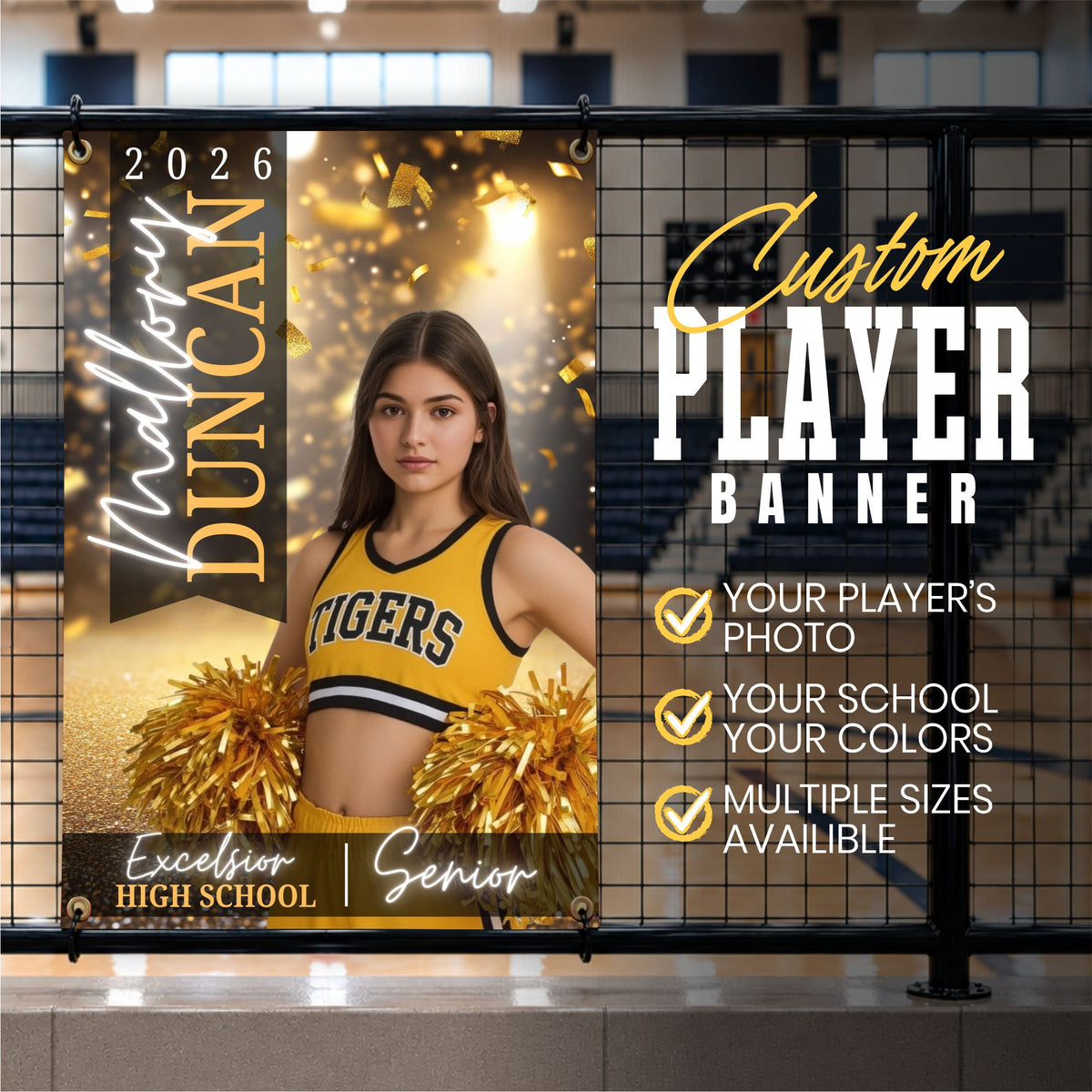 Custom Cheerleader Vinyl Banner (BAN-CHEER1003-GOLDEN HOUR)