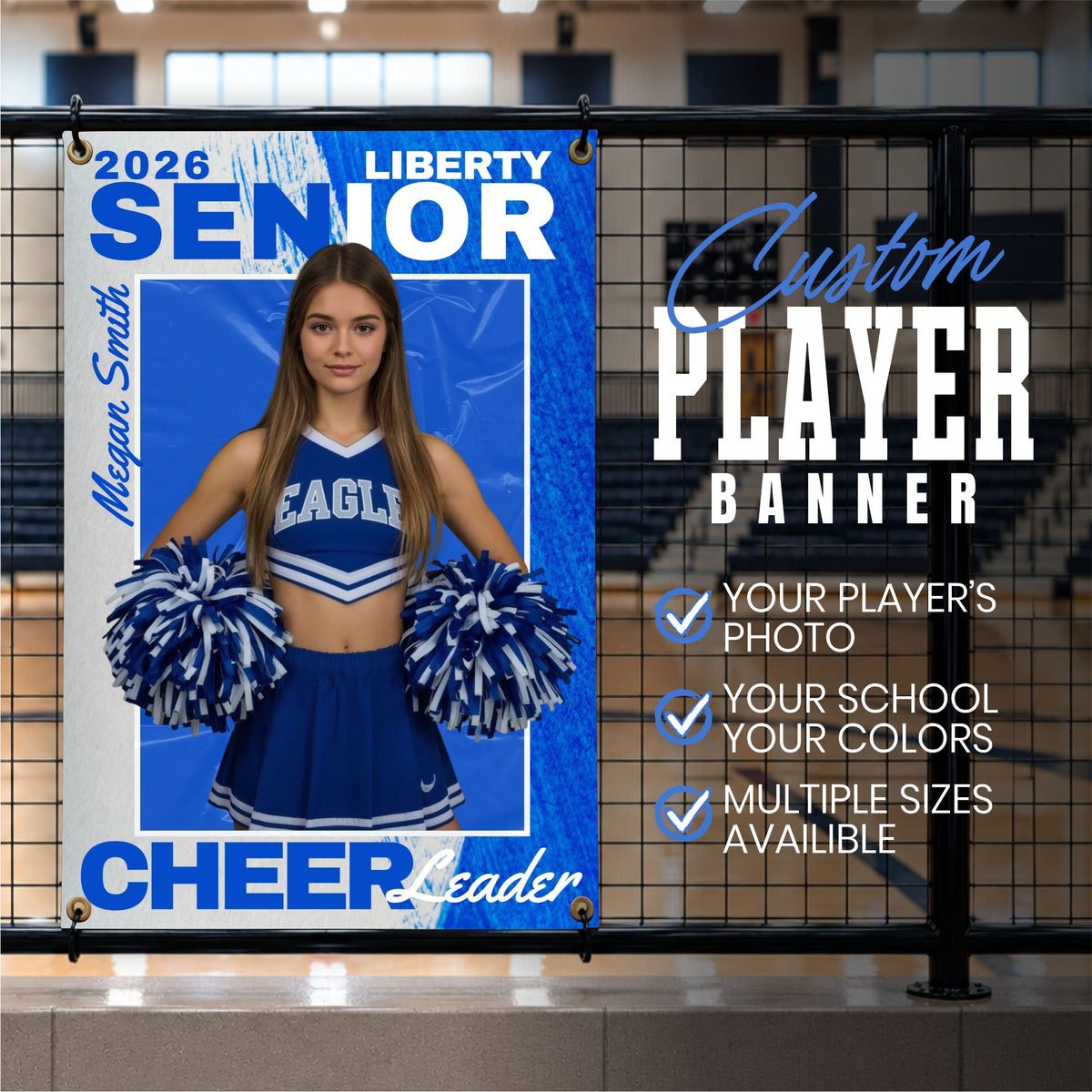 Custom Cheerleader Vinyl Banner (BAN-CHEER1004-SENIOR SPLIT)
