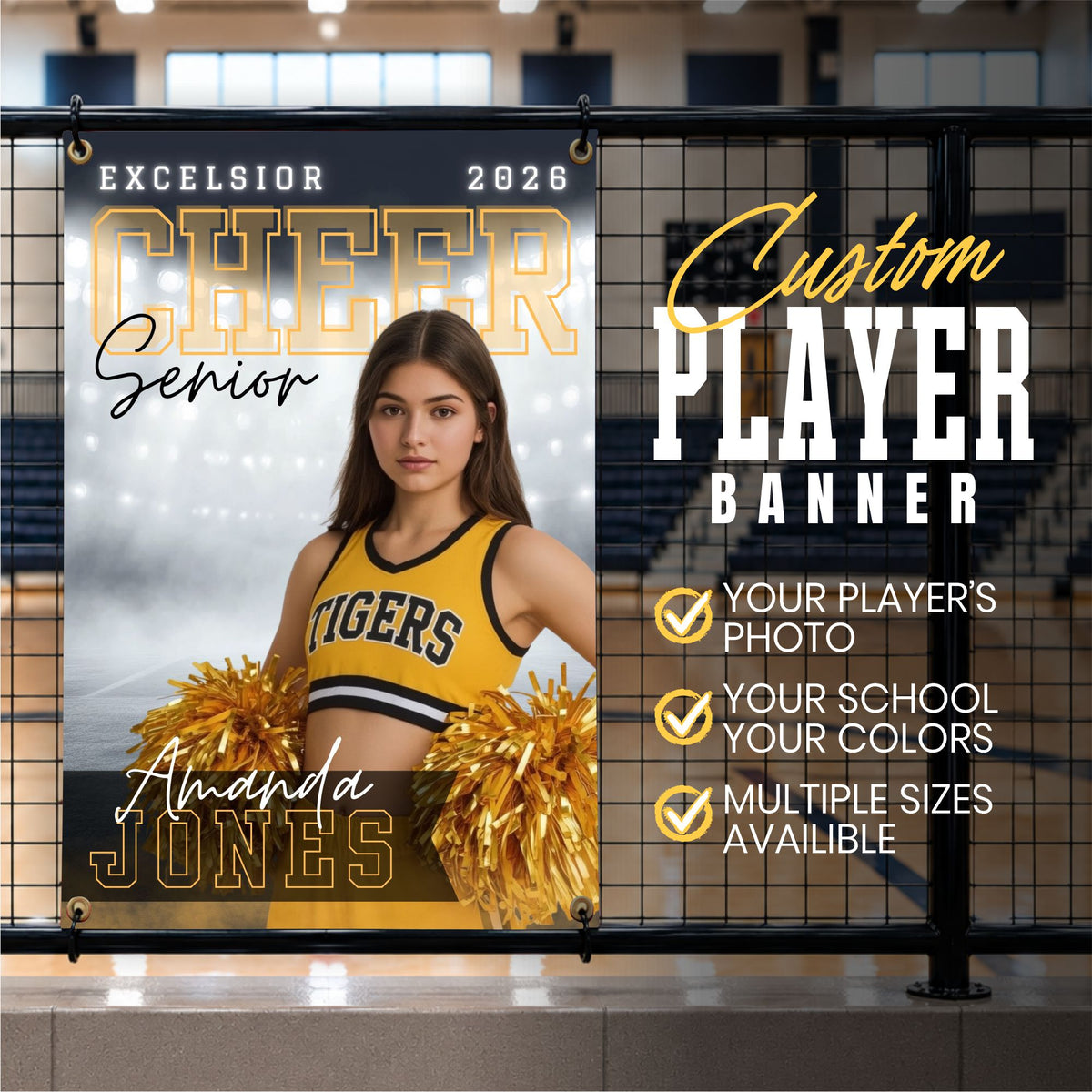 Custom Cheerleader Vinyl Banner (BAN-CHEER1005-SENIOR SPOTLIGHT)