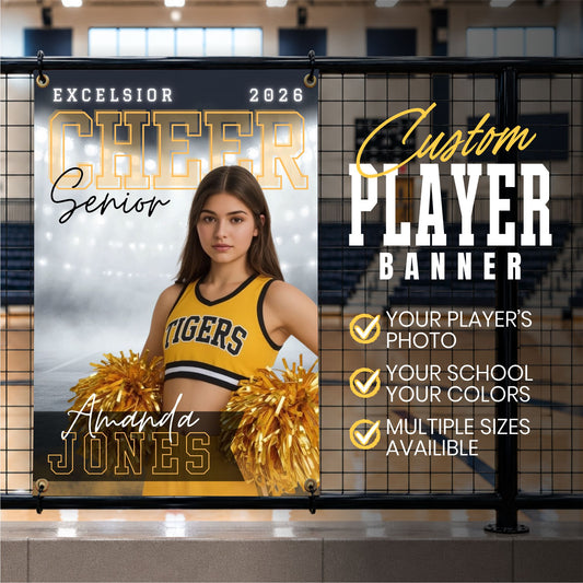 Custom Cheerleader Vinyl Banner (BAN-CHEER1005-SENIOR SPOTLIGHT)