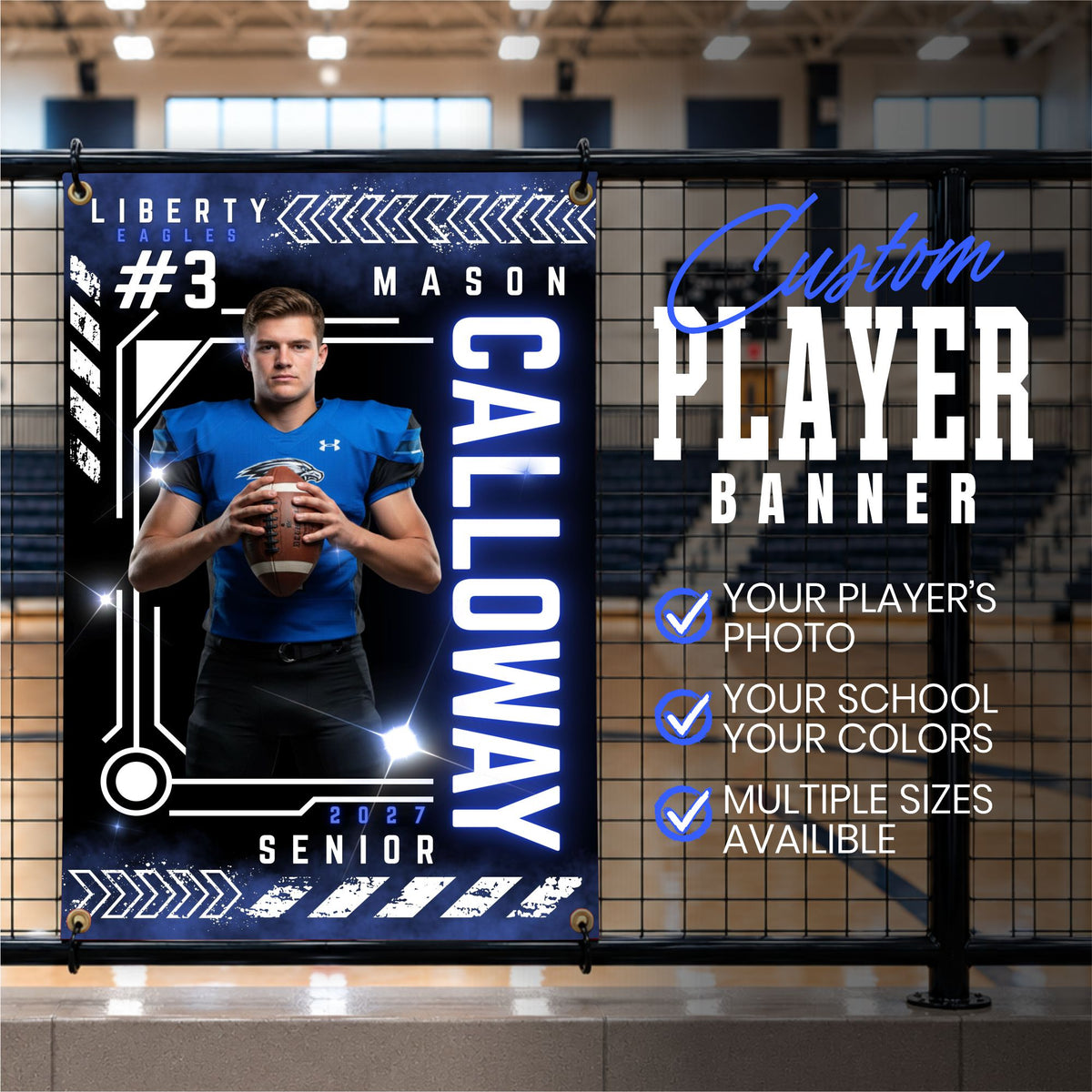 Custom Football Vinyl Banner (BAN-FBALL1001-ELECTRIC VARSITY)