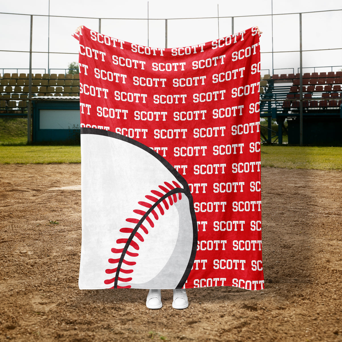 Name Repeat Custom Baseball Blanket (BASEB1001)