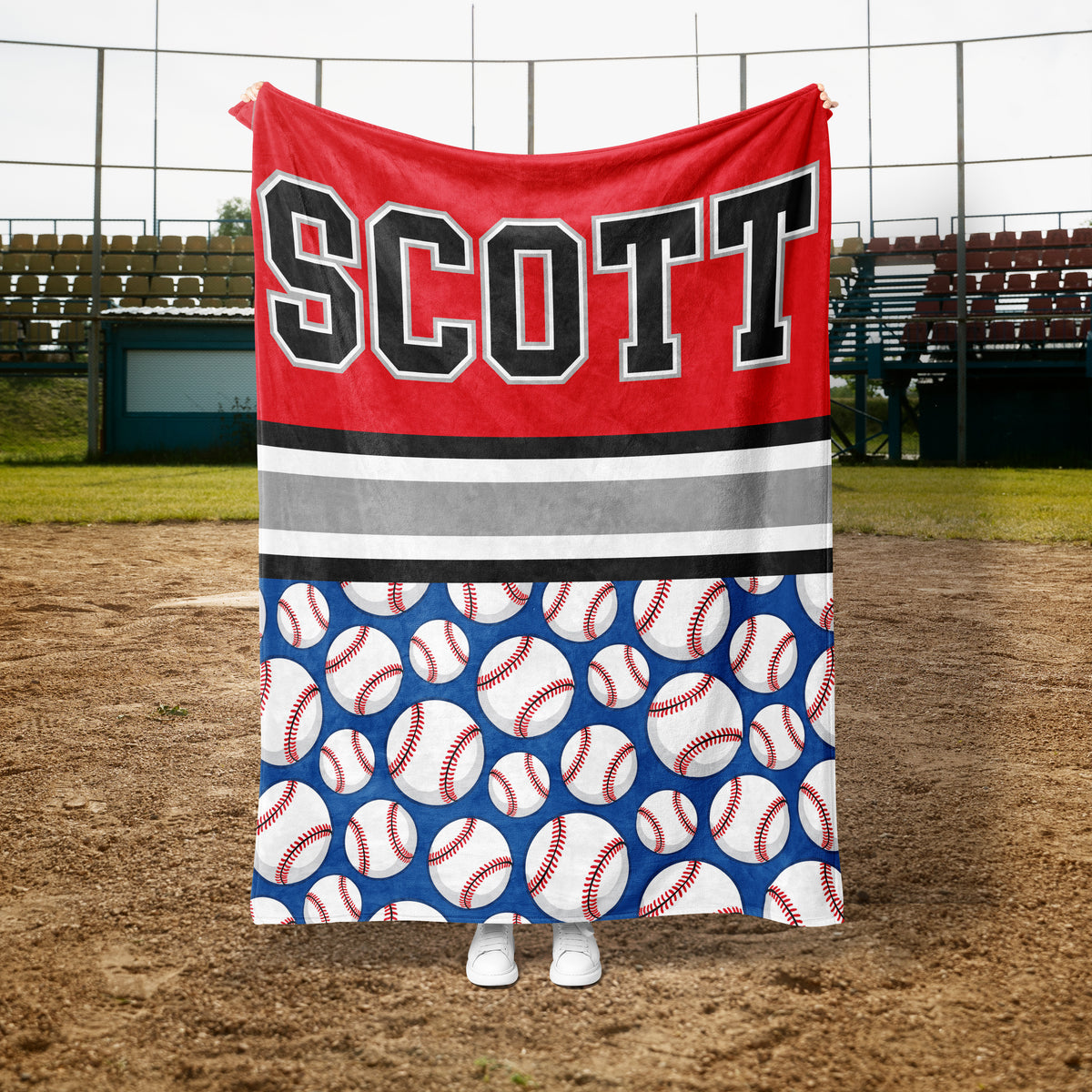 Baseball Split Custom Blanket (BASEB1002)