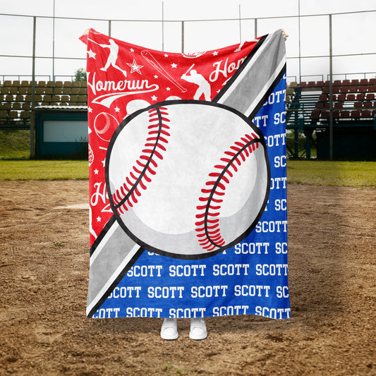 Action Baseball Split Custom Blanket (BASEB1003)