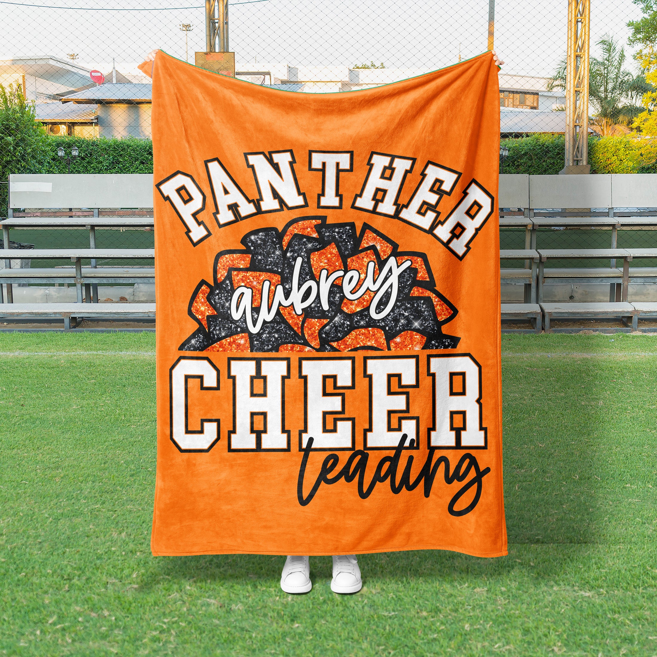 Glitter Cheer Pom Pom Custom Blanket (CHEER1013)