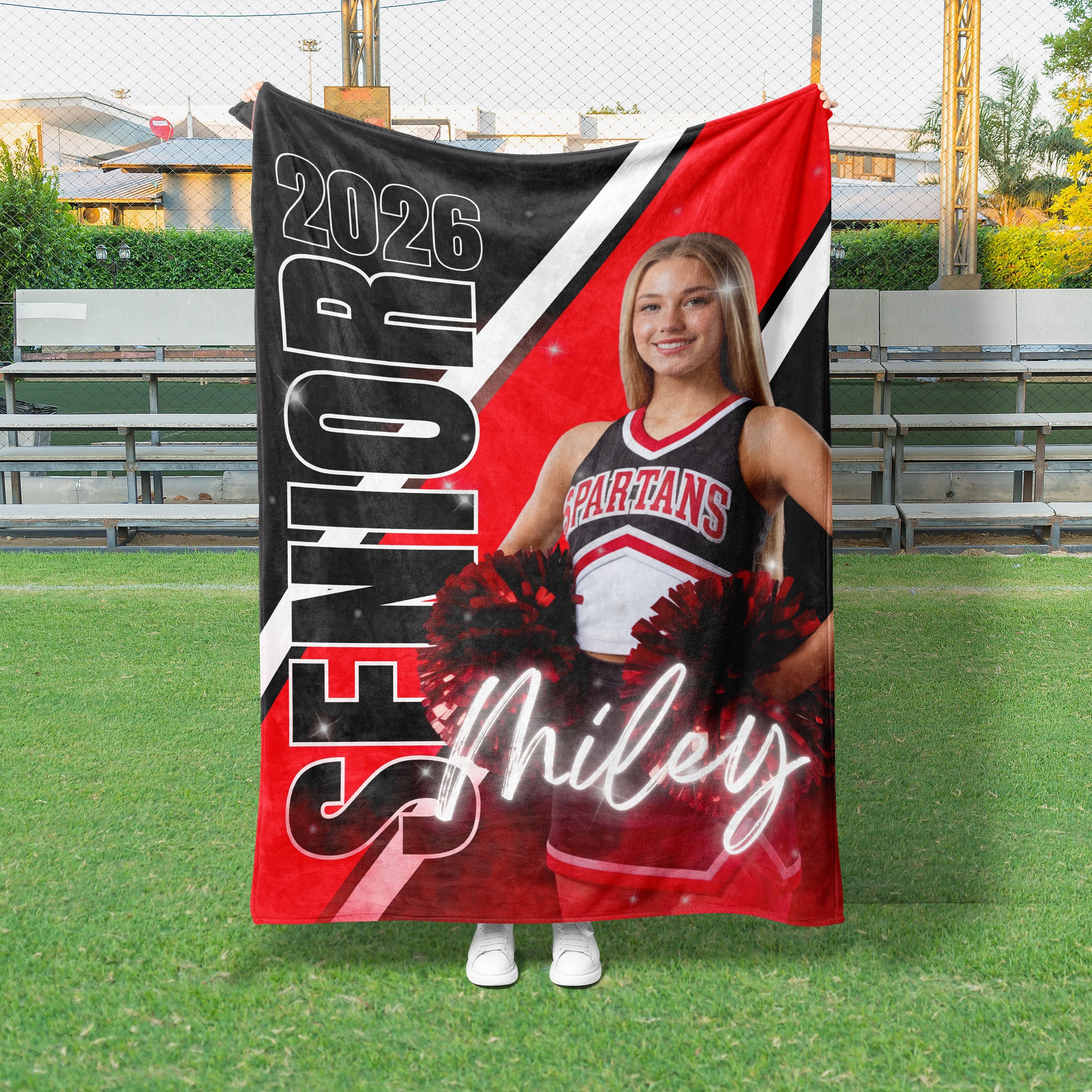 Stripe Senior Cheer Custom Blanket (CHEER1017)