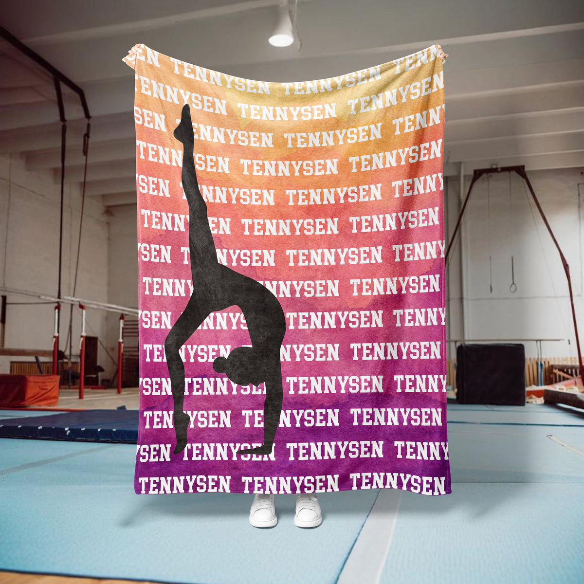 Sunset Watercolor Name Reapeat Custom Gymnastics Blanket (GYM1002)