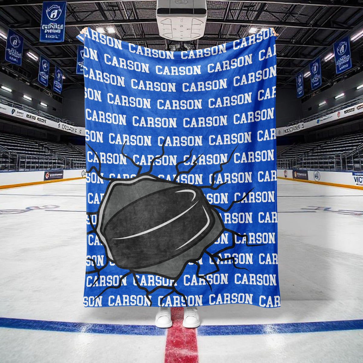 Name Repeat Custom Hockey Blanket (HOCKEY1001)