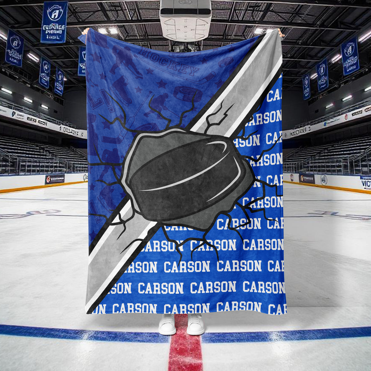 Hockey Action Custom Blanket (HOCKEY1003)