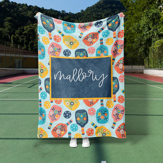 Floral Pickleball Custom Blanket (PB1001)