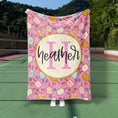Load image into Gallery viewer, Floral Grid Pickleball Custom Blanket (PB1007)
