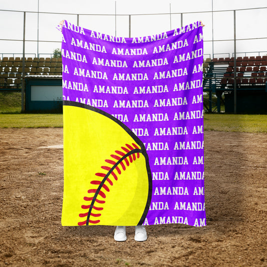 Name Repeat Custom Softball Blanket (SBALL1001)