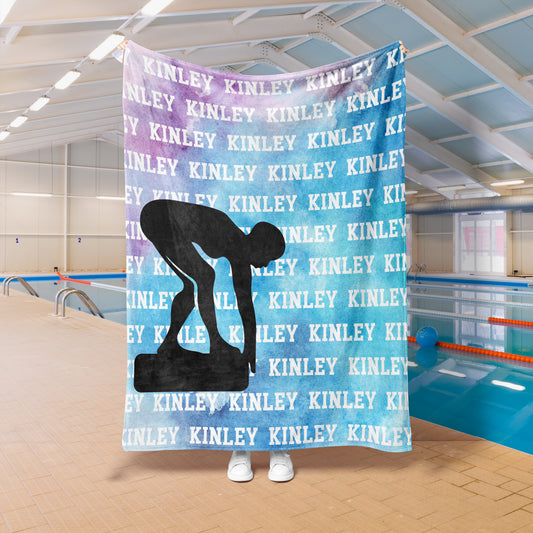 Watercolor Name Repeat Custom Swim Blanket (SWIM1003)