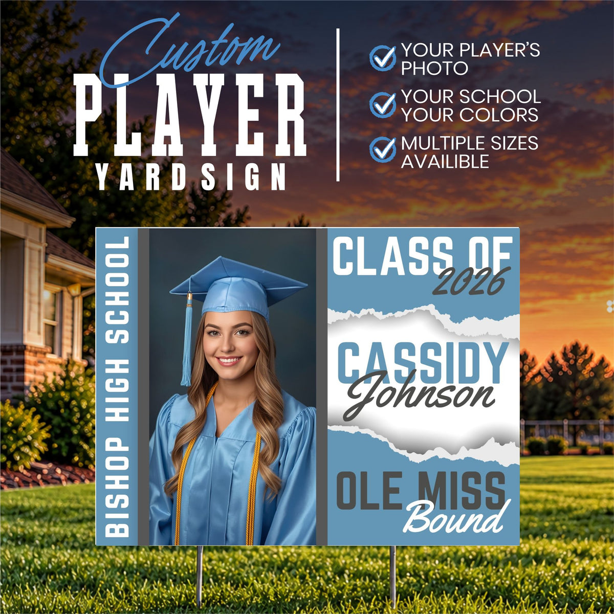 Custom Player Yard Sign (YS1009-TORN PAPER GRAD)