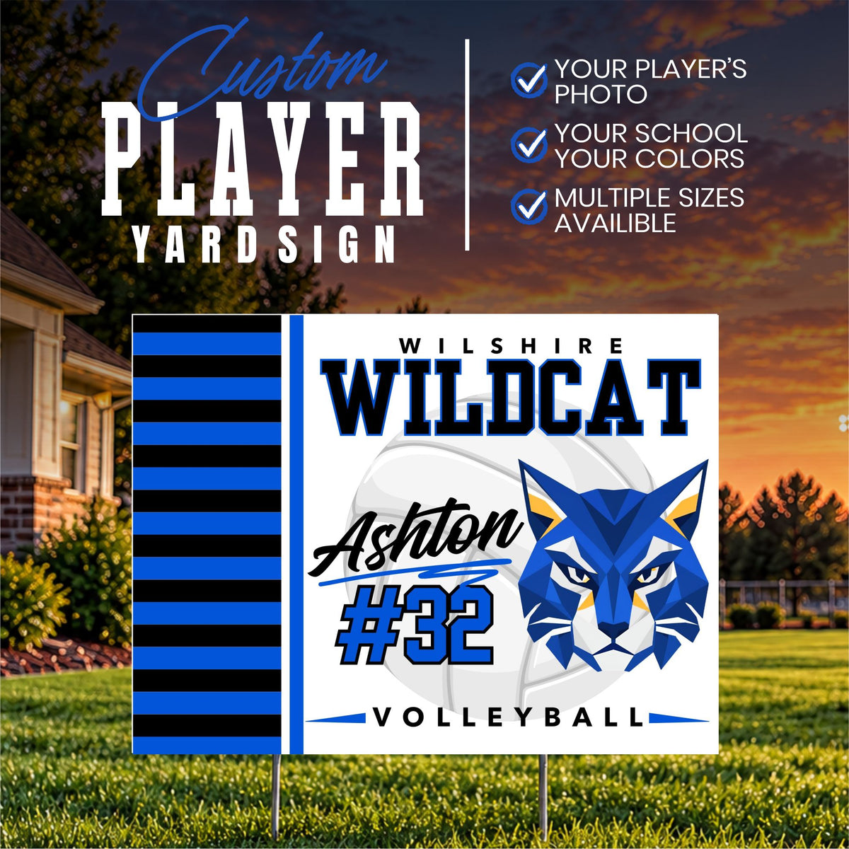 Custom Player Yard Sign (YS1015-SIDELINE STRIPES)